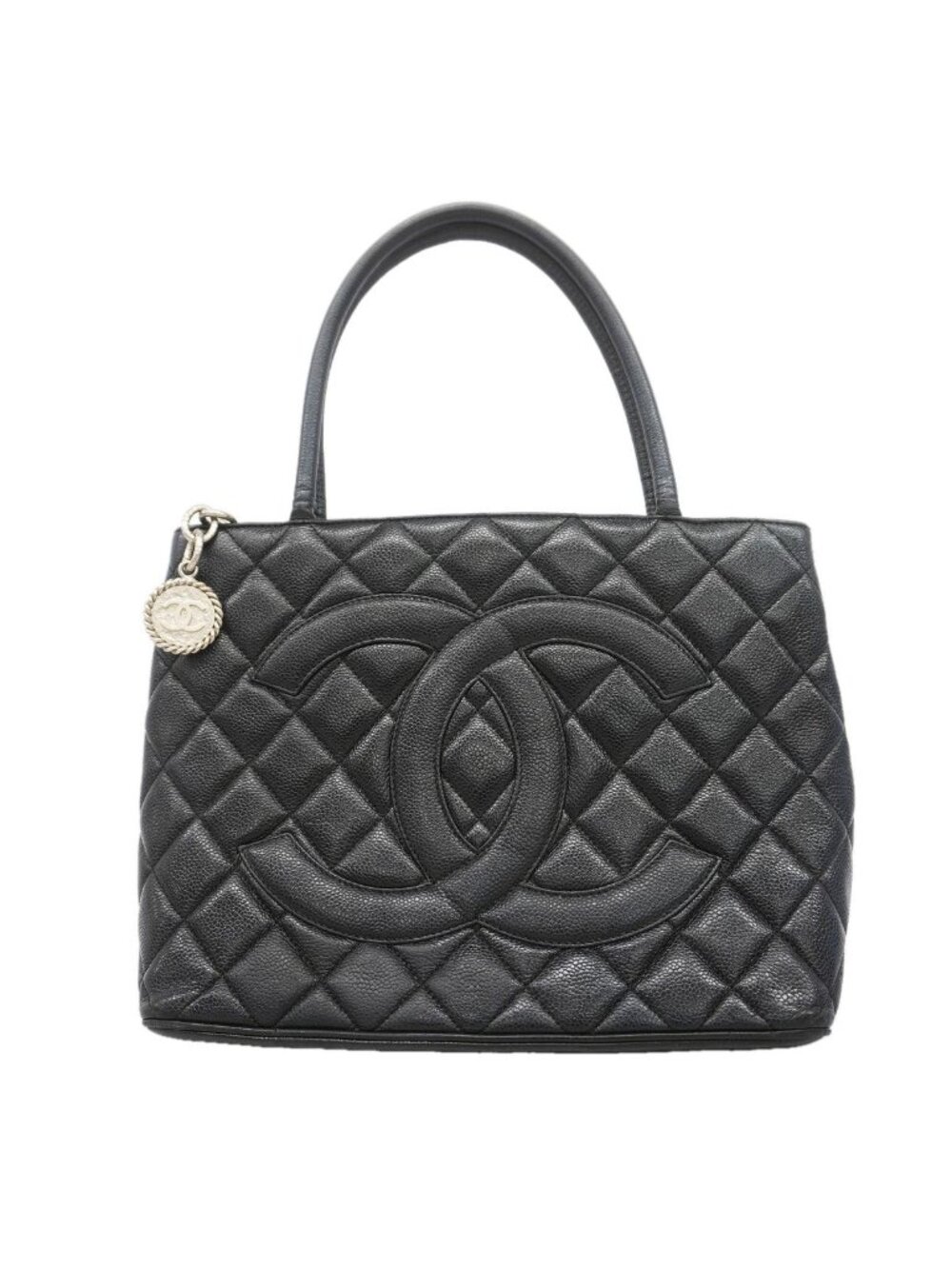 Chanel Tote Bag Reissue Caviar Leather Black Silver